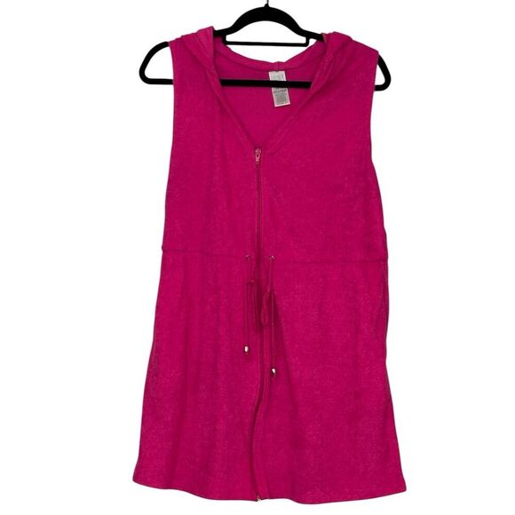 Time and True Women's Sleeveless Hoodie swim coverup Pink Size L Casual - Picture 2 of 5